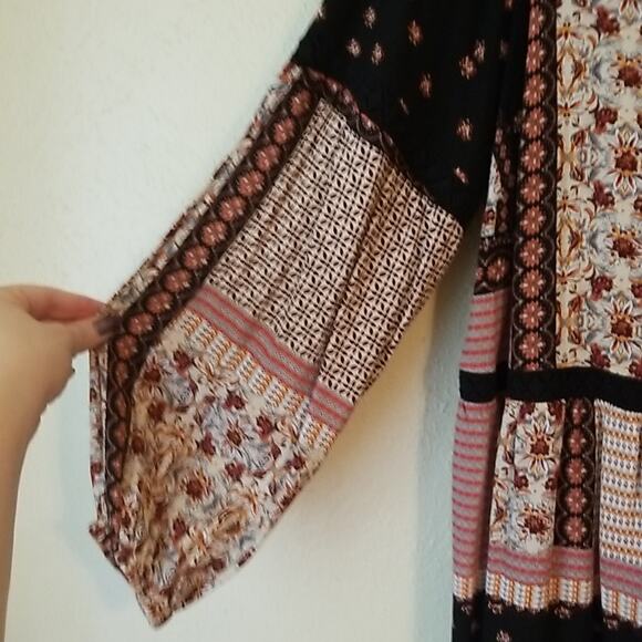 Patchwork look peasant blouse 1X - Picture 4 of 4